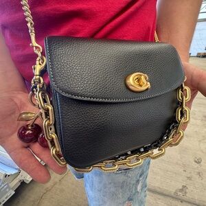 Black Pebbled leather Cassie Crossbody Bag 19